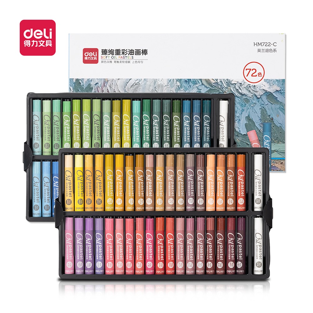 DELI/得力 天地盖臻绚重彩油画棒 HM722-C 颜色:混；包装:72色/盒 单位:盒
