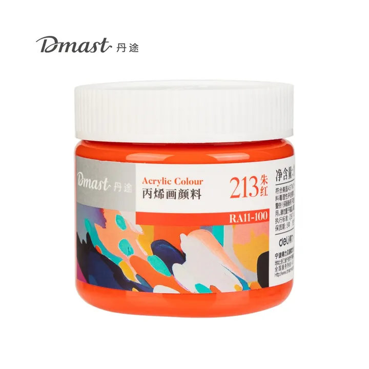 DELI/得力 亮光丙烯颜料 RA11-100 颜色:朱红；尺寸:100m；容量:100ml；包装:罐装 单位:罐