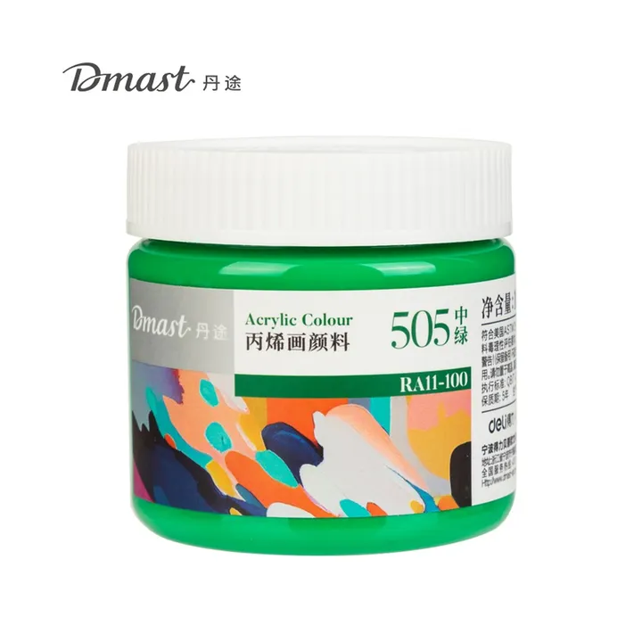 DELI/得力 亮光丙烯颜料 RA11-100 颜色:中绿；尺寸:100m；容量:100ml；包装:罐装 单位:罐