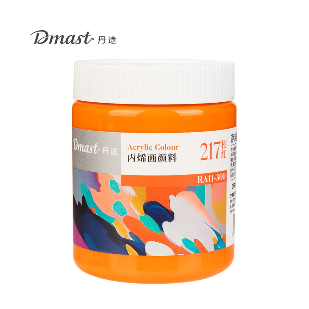 DELI/得力 亮光丙烯颜料 RA11-300 颜色:217桔红；尺寸:300m；容量:300ml；包装:罐装 单位:罐