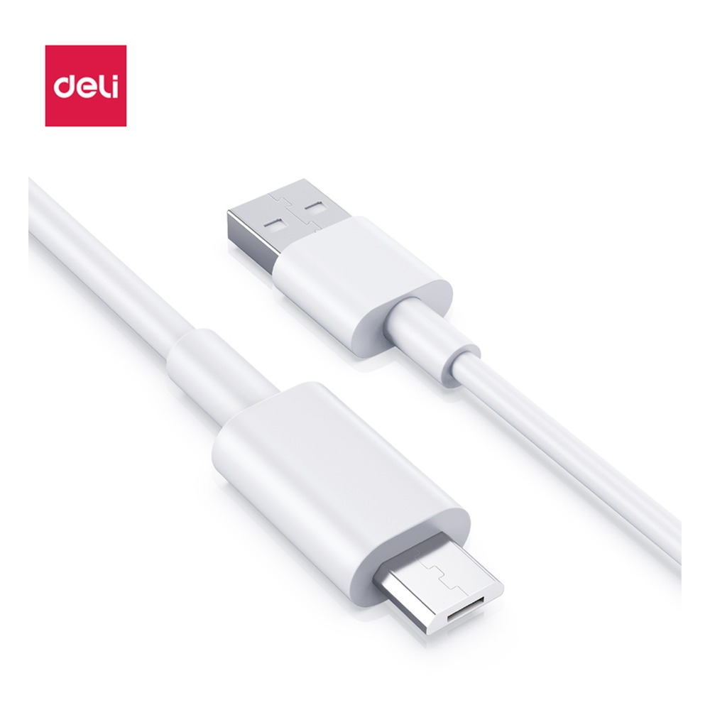 DELI/得力 软胶数据线MicroUSB1.5米 LC101 颜色:白；尺寸:1.5米；其他:2A；适用:Micro-USB 单位:条