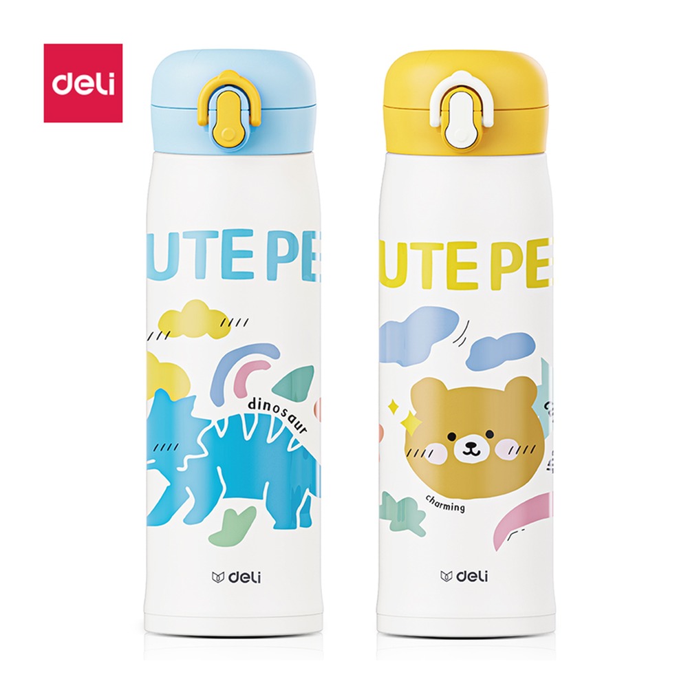 DELI/得力 保温杯 LL611 颜色:混；尺寸:500m；容量:500mL；包装:彩盒装；结构:弹盖 单位:个