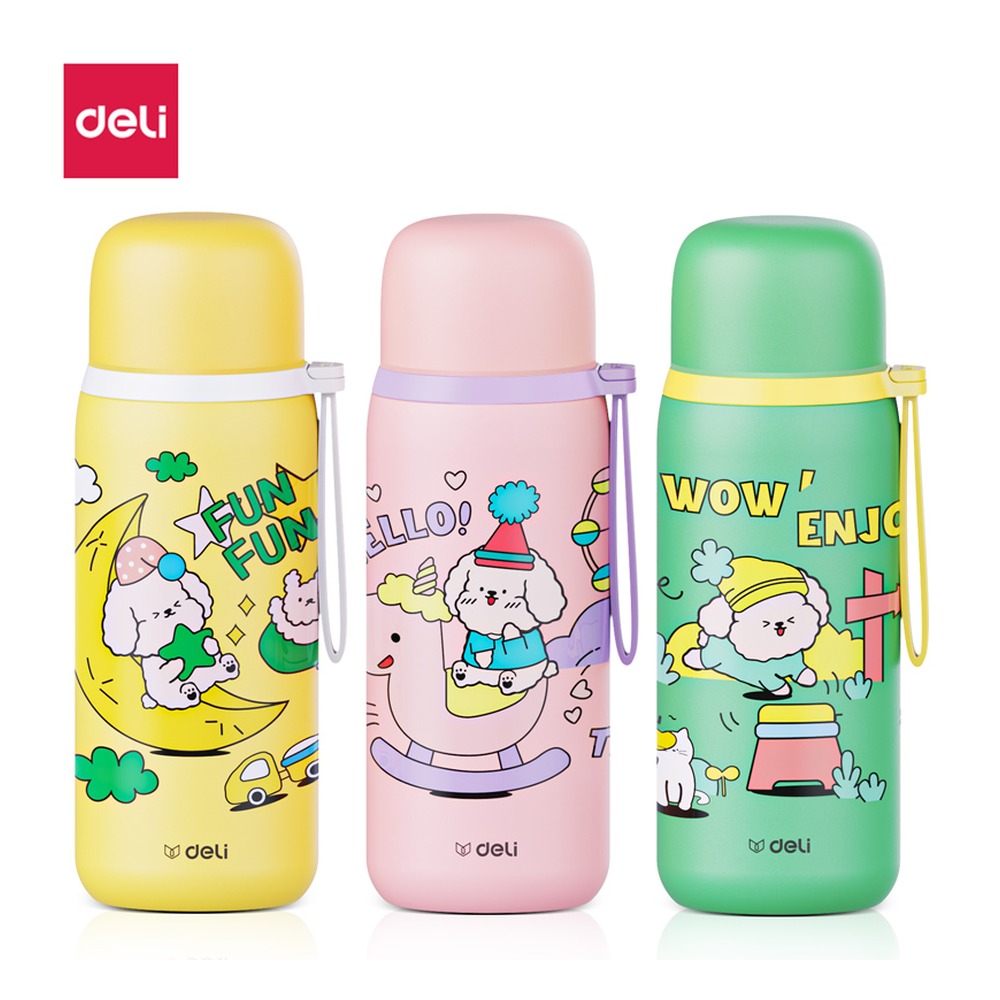 DELI/得力 保温杯 LL612 颜色:混；尺寸:500m；容量:500mL；包装:彩盒装；结构:子弹头 单位:个