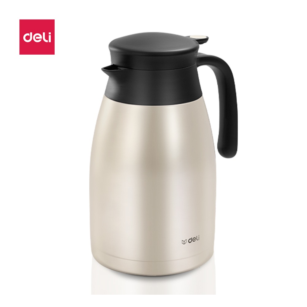 DELI/得力 保温壶304不锈钢 LL102 颜色:金色；材质:304不锈钢；容量:1.5L；包装:1个/彩盒 单位:个
