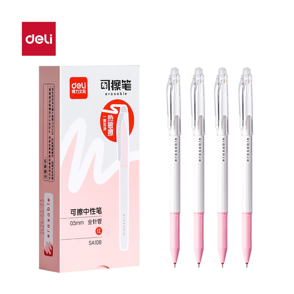 DELI/得力 拔帽可擦中性笔全 SA108 颜色:红色；尺寸:0.5MM；笔芯规格:0.5MM全针管 单位:支