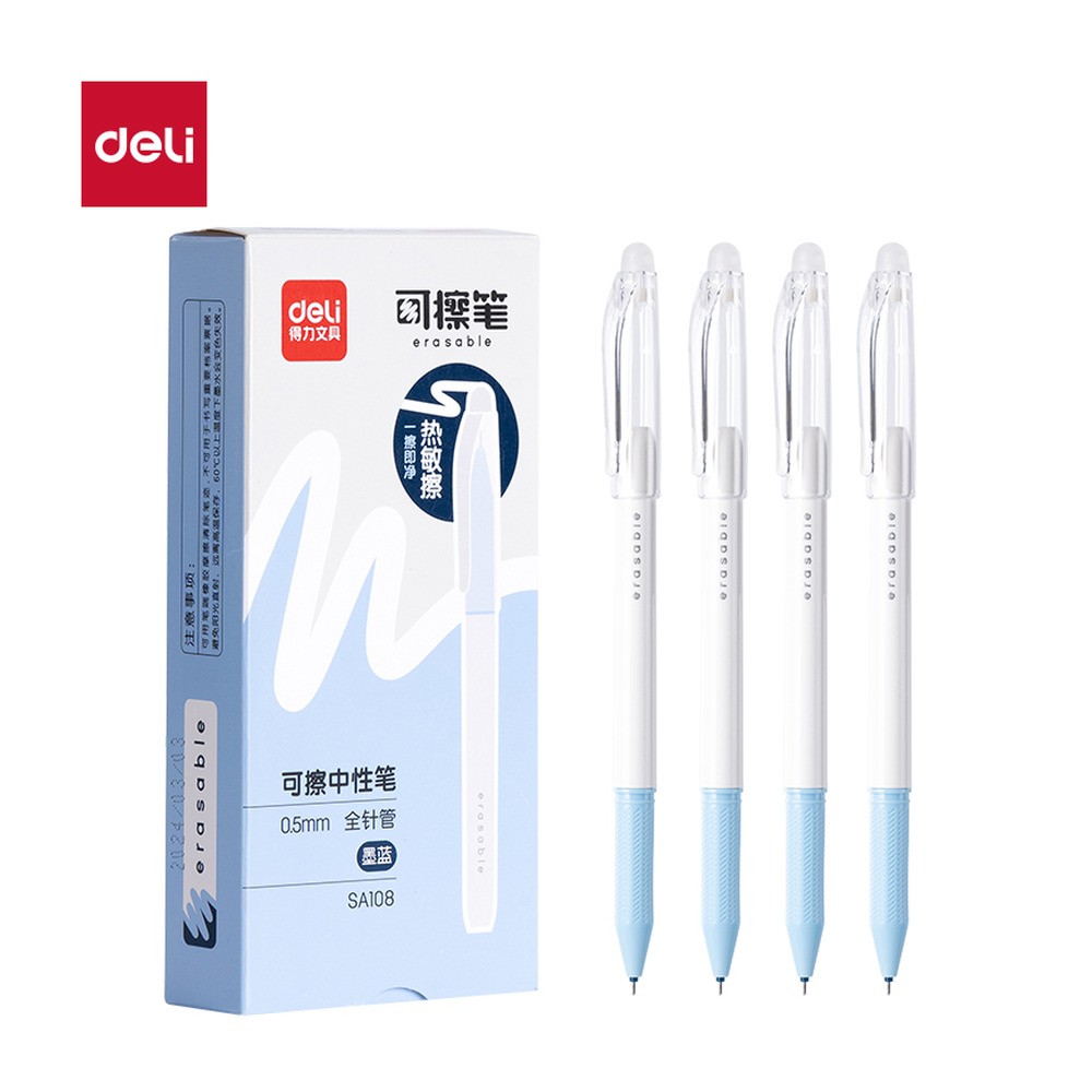 DELI/得力 拔帽可擦中性笔全 SA108 颜色:墨蓝色；尺寸:0.5mm；笔芯规格:0.5mm全针管 单位:支
