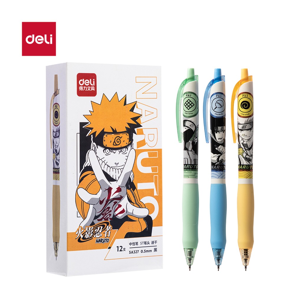DELI/得力 火影忍者速干按动IP中性笔 SA327 颜色:黑；尺寸:0.5mm；笔芯规格:0.5mmST头 单位:支