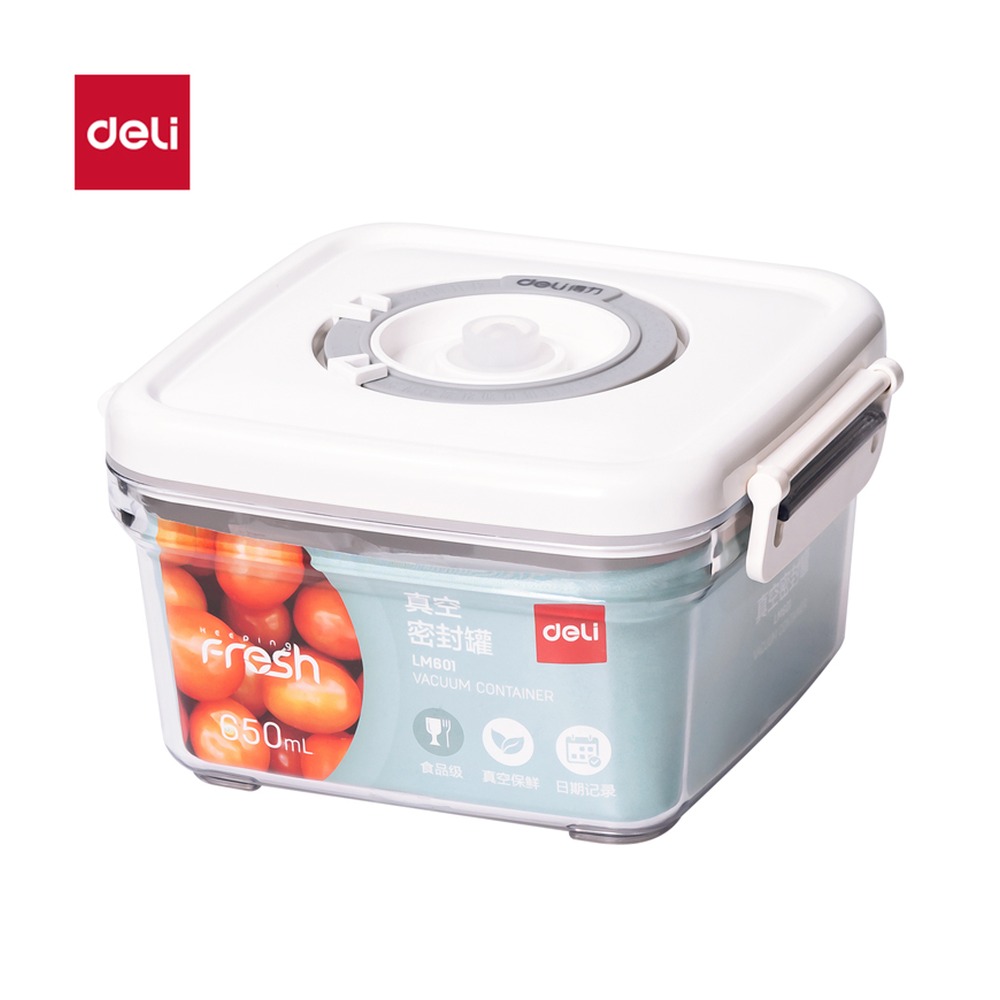 DELI/得力 真空密封罐 LM601 颜色:白色；尺寸:650m；容量:650ml 单位:盒