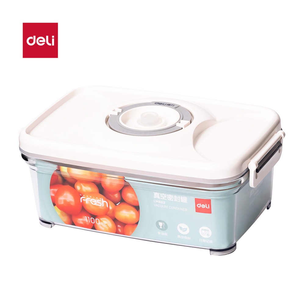 DELI/得力 真空密封罐 LM602 颜色:白色；尺寸:1100m；容量:1100ml 单位:盒