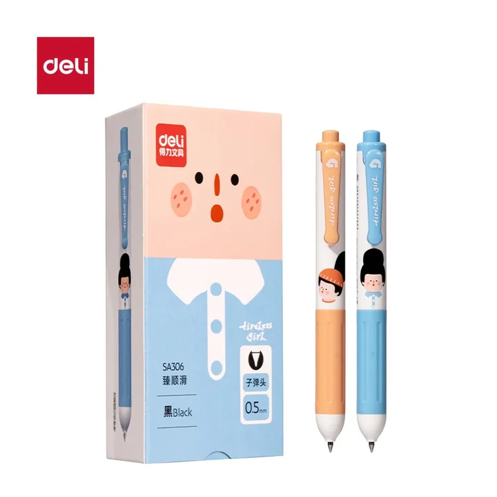 DELI/得力 下腰女孩臻顺滑按动IP中性笔 SA306 颜色:黑；尺寸:0.5mm；笔芯规格:0.5mm 单位:支