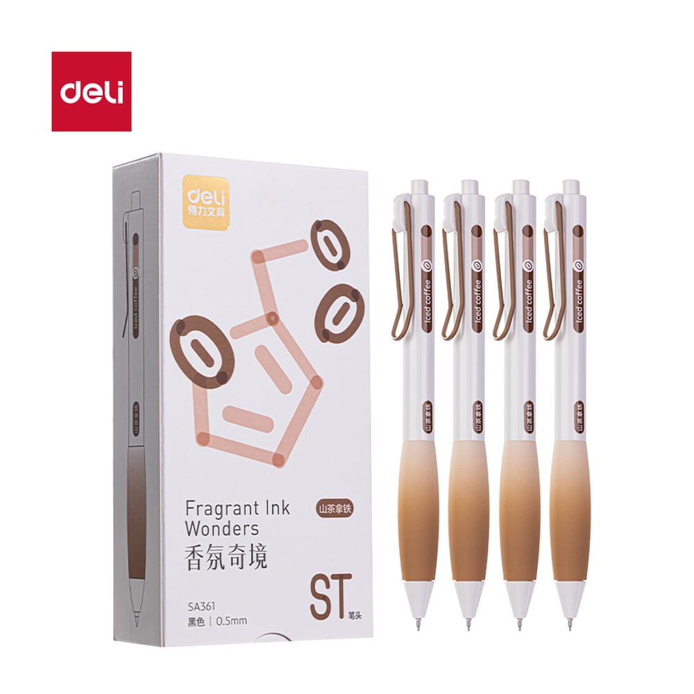 DELI/得力 香味按动IP中性笔 SA361 颜色:黑；尺寸:0.5mm；笔芯规格:0.5mm 单位:支
