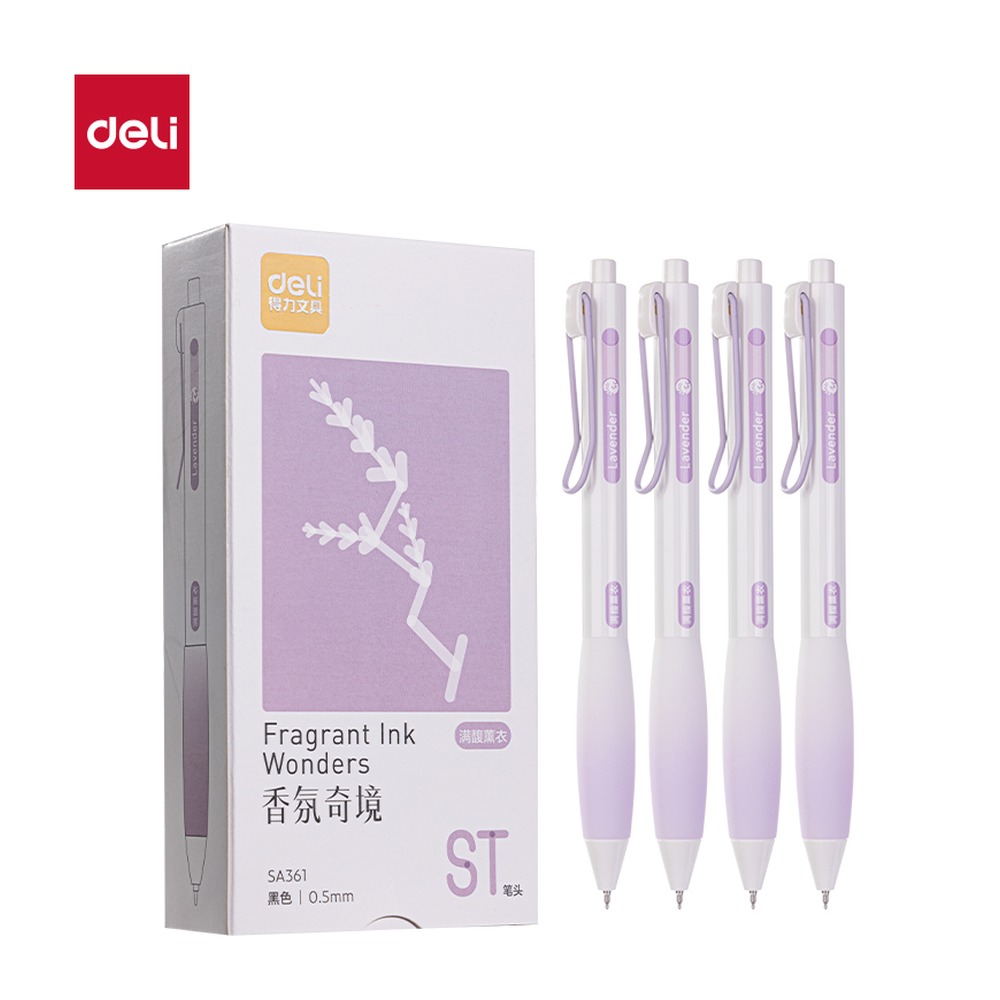 DELI/得力 香味按动IP中性笔 SA361 颜色:黑；尺寸:0.5mm；笔芯规格:0.5mm 单位:支