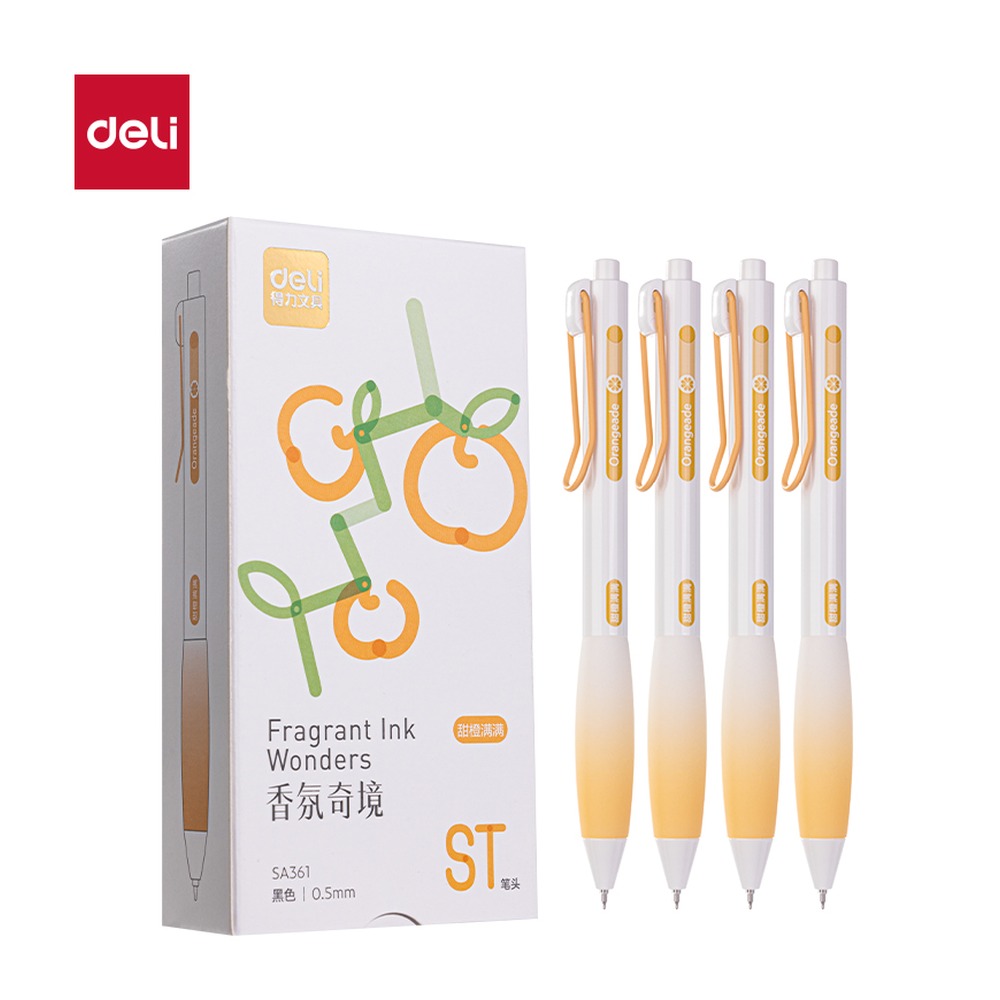 DELI/得力 香味按动IP中性笔 SA361 颜色:黑；尺寸:0.5mm；笔芯规格:0.5mm 单位:支