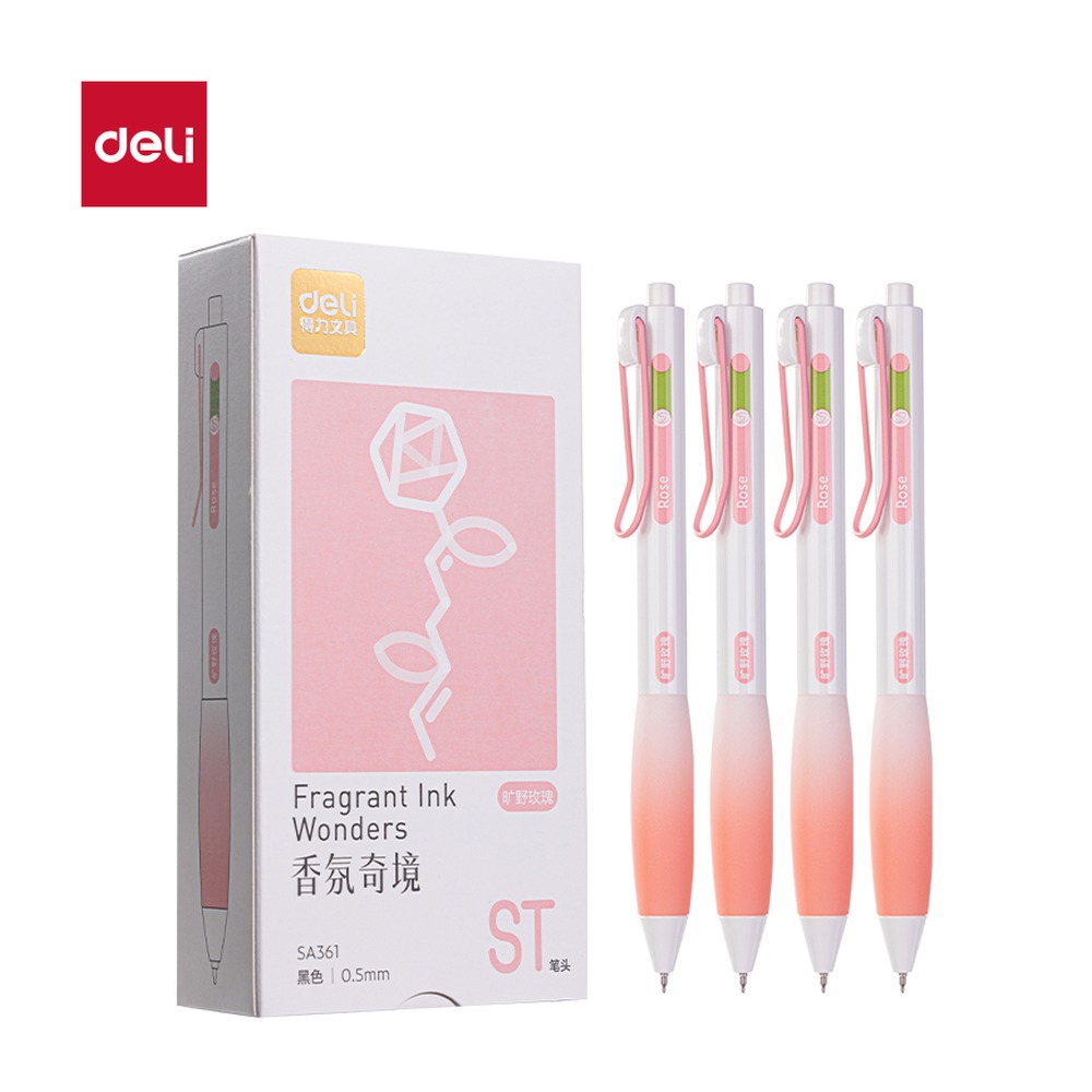 DELI/得力 香味按动IP中性笔 SA361 颜色:黑；尺寸:0.5mm；笔芯规格:0.5mm 单位:支