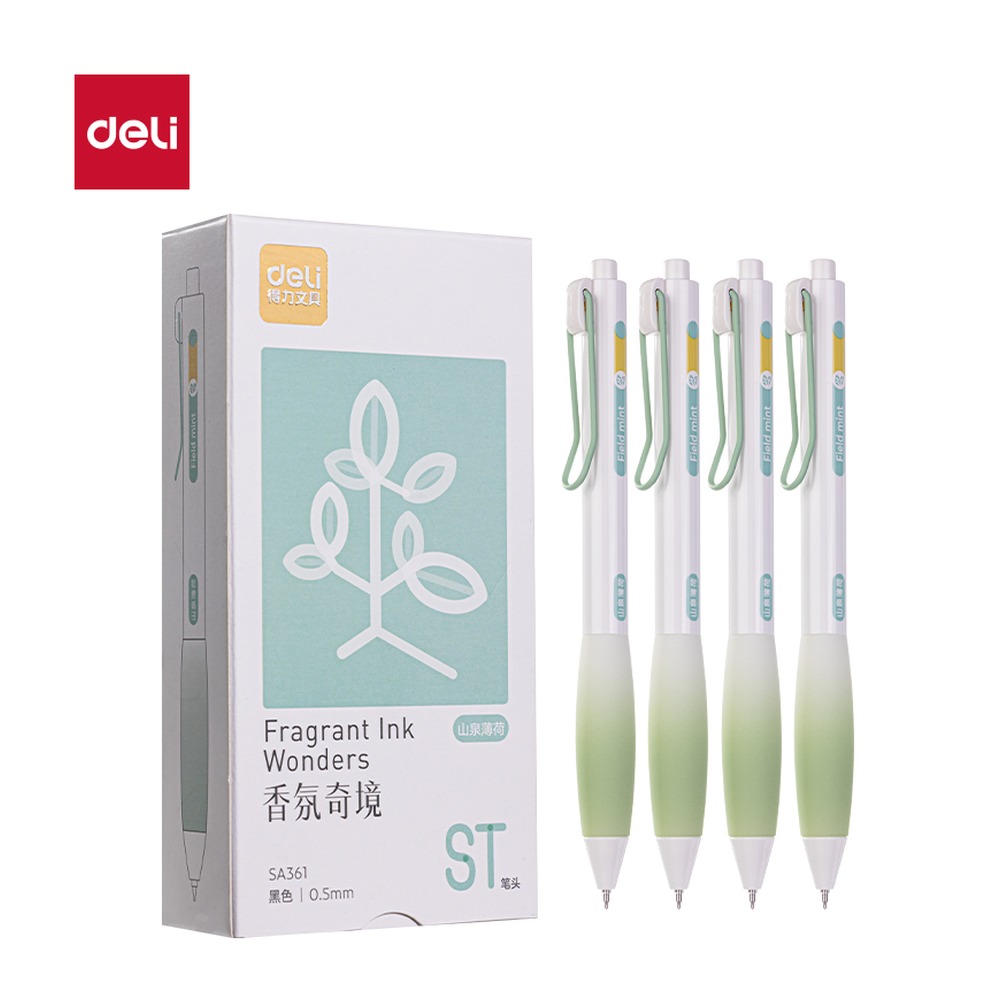 DELI/得力 香味按动IP中性笔 SA361 颜色:黑；尺寸:0.5mm；笔芯规格:0.5mm 单位:支