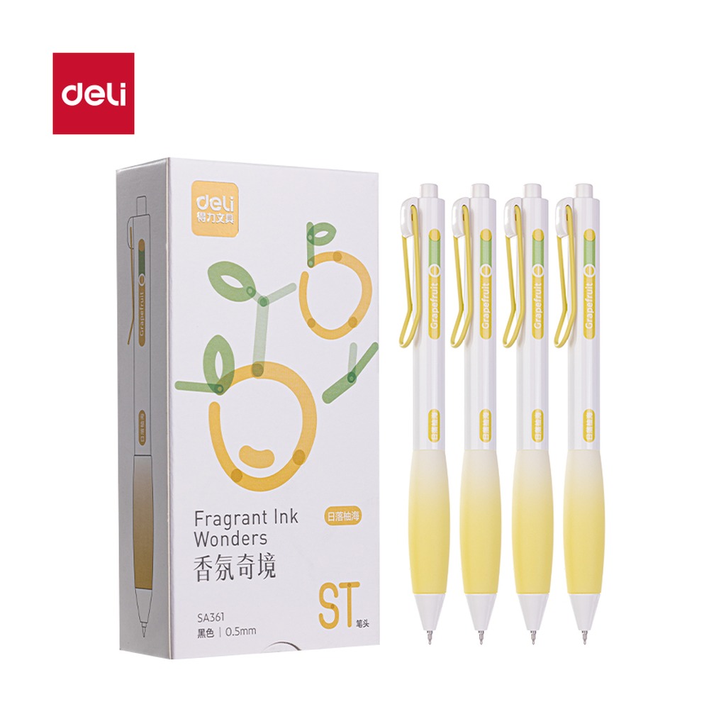 DELI/得力 香味按动IP中性笔 SA361 颜色:黑；尺寸:0.5mm；笔芯规格:0.5mm 单位:支