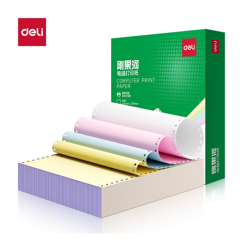 DELI/得力 电脑打印纸 GGH241-4 颜色:彩色；包装:800页/盒；其他:1/3；页产量:800页 单位:盒