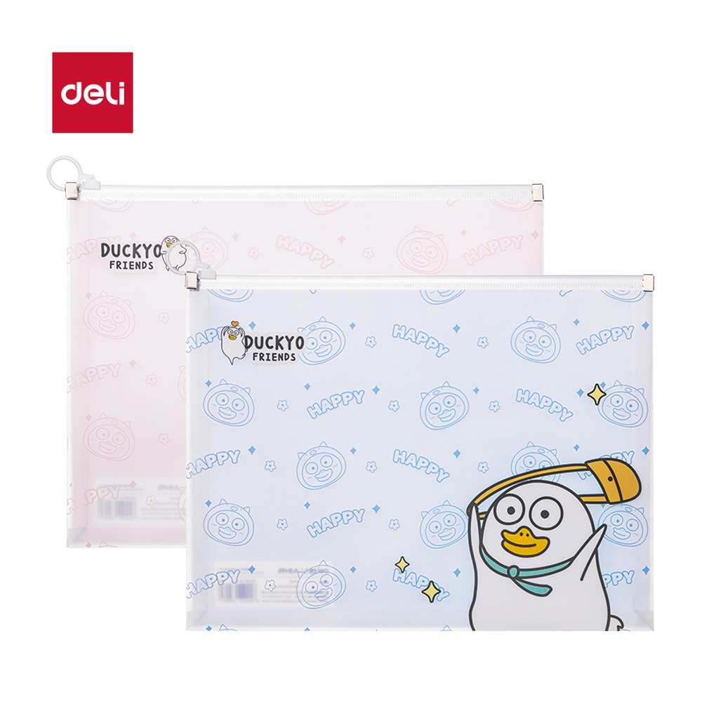 DELI/得力 小刘鸭PP拉边袋 PP121 颜色:混；材质:PP；尺寸:325*270mm 单位:个