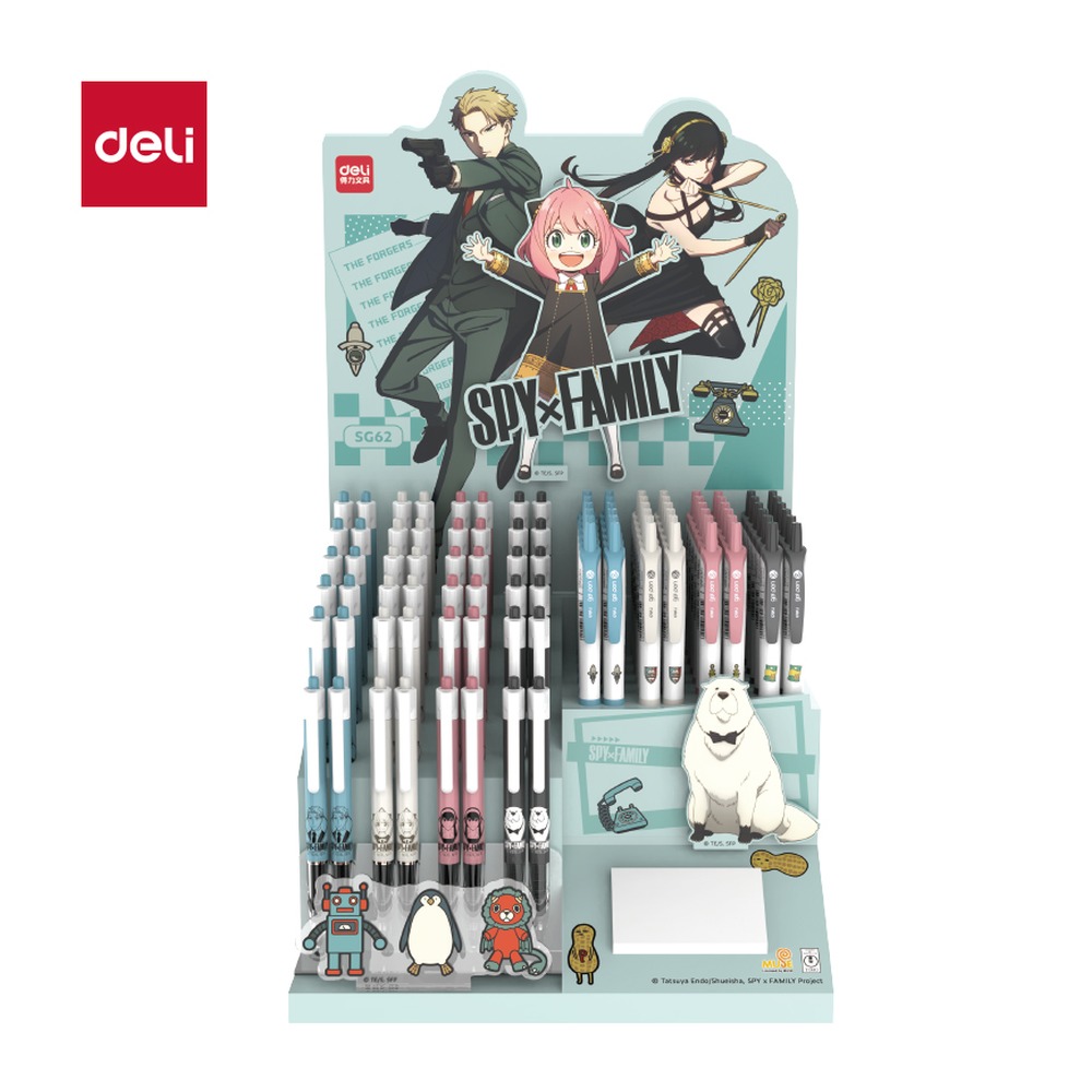 DELI/得力 间谍过家家速干按动中性笔 SG62 颜色:黑；尺寸:0.5mm；包装:2套/箱；笔芯规格:0.5mm 单位:套