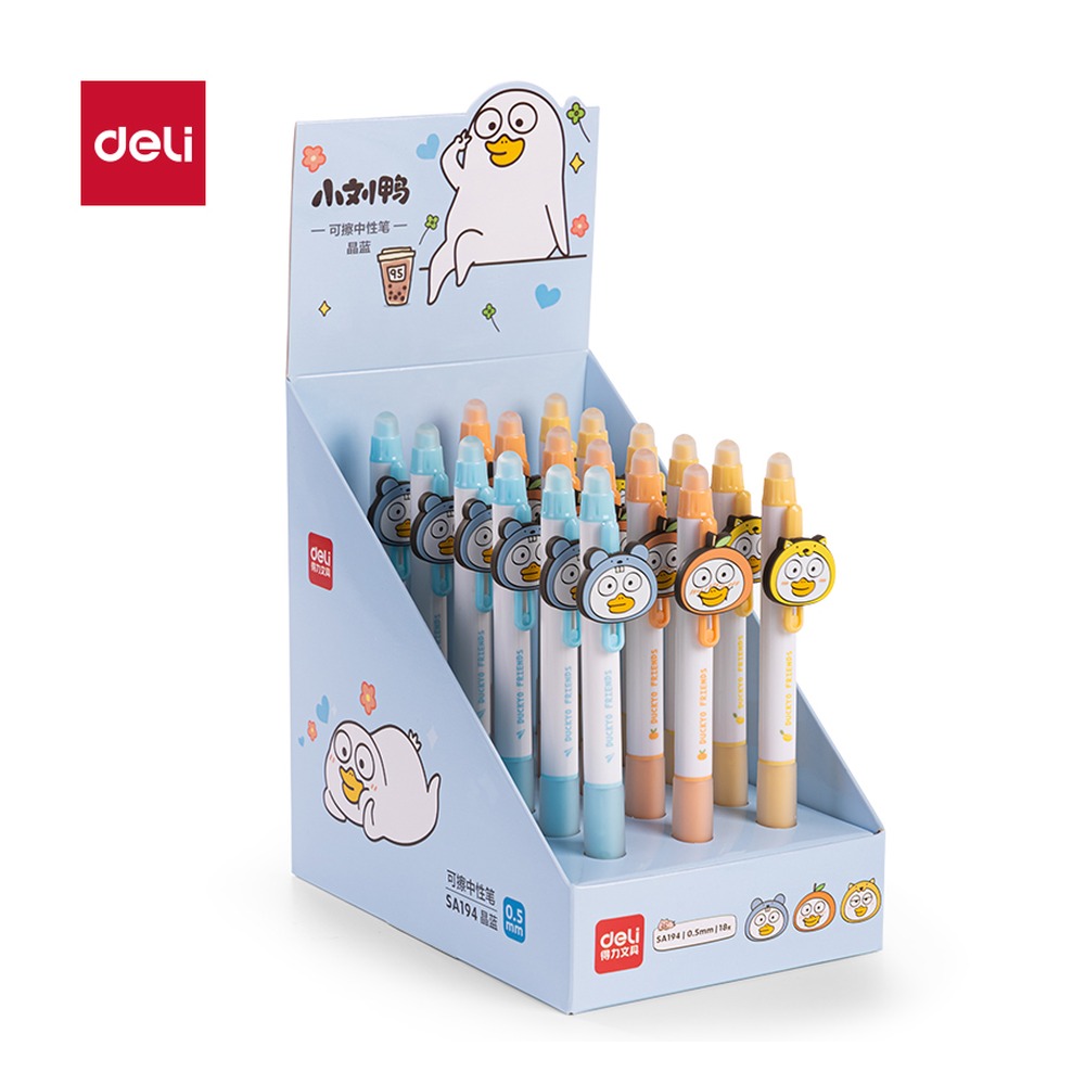 DELI/得力 小刘鸭按动可擦中性笔 SA194 尺寸:0.5mm；笔芯规格:0.5mm子弹头 单位:支