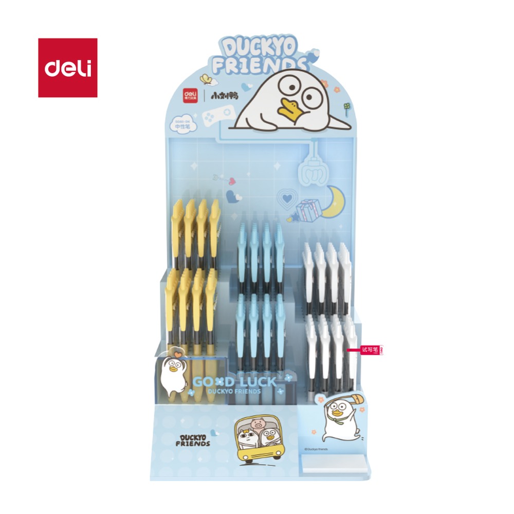 DELI/得力 小刘鸭速干按动中性笔 SG60-DK 颜色:黑；尺寸:0.5mm；包装:2套/箱；笔芯规格:0.5mm 单位:套