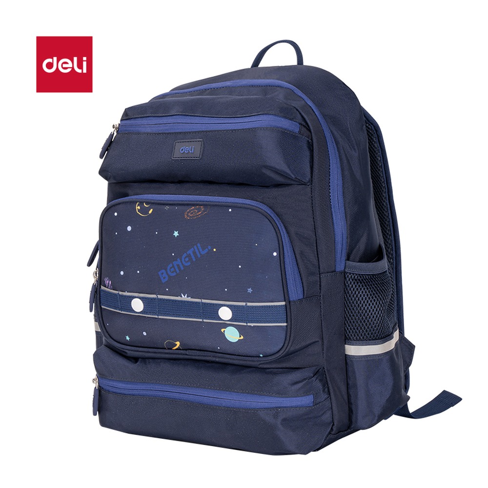 DELI/得力 星际系列超轻背幅学生书包 BB166 颜色:深蓝；结构:超轻背幅 单位:个