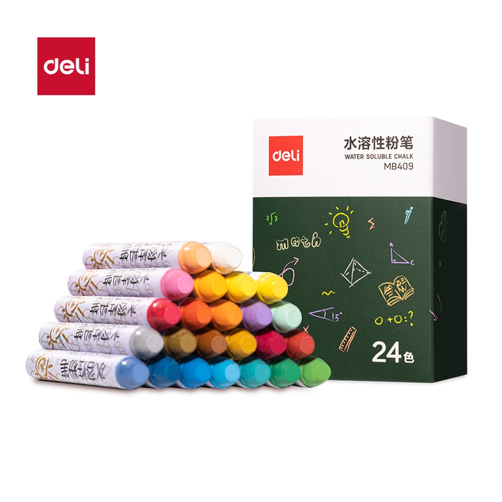 DELI/得力 水溶性粉笔Φ MB409 尺寸:79mm；包装:24支/盒；笔芯规格:79mm 单位:盒