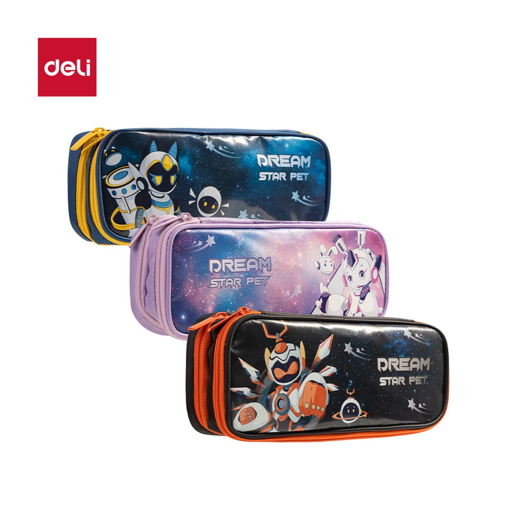 DELI/得力 次元星宠双层笔盒式多用途笔袋 67092A 颜色:混色；结构:双层笔盒式 单位:个