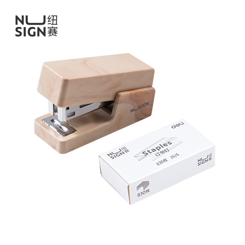 DELI/得力 订书机 NS083C 颜色:棕色；包装:1台订书机+1盒钉 单位:套