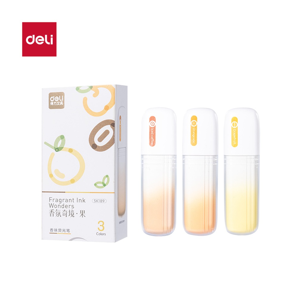 DELI/得力 香氛奇境果香味IP荧光笔 SK189 颜色:混；包装:3支/盒 单位:盒