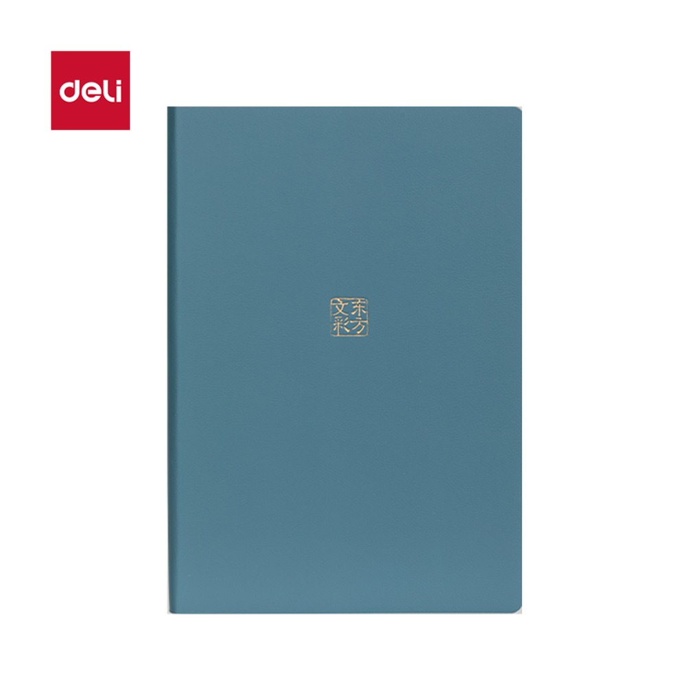 DELI/得力 东方文彩皮面本x(白青 DF710 颜色:蓝；尺寸:210mmx143mm；纸张规格:210mmx143mm120张 单位:本