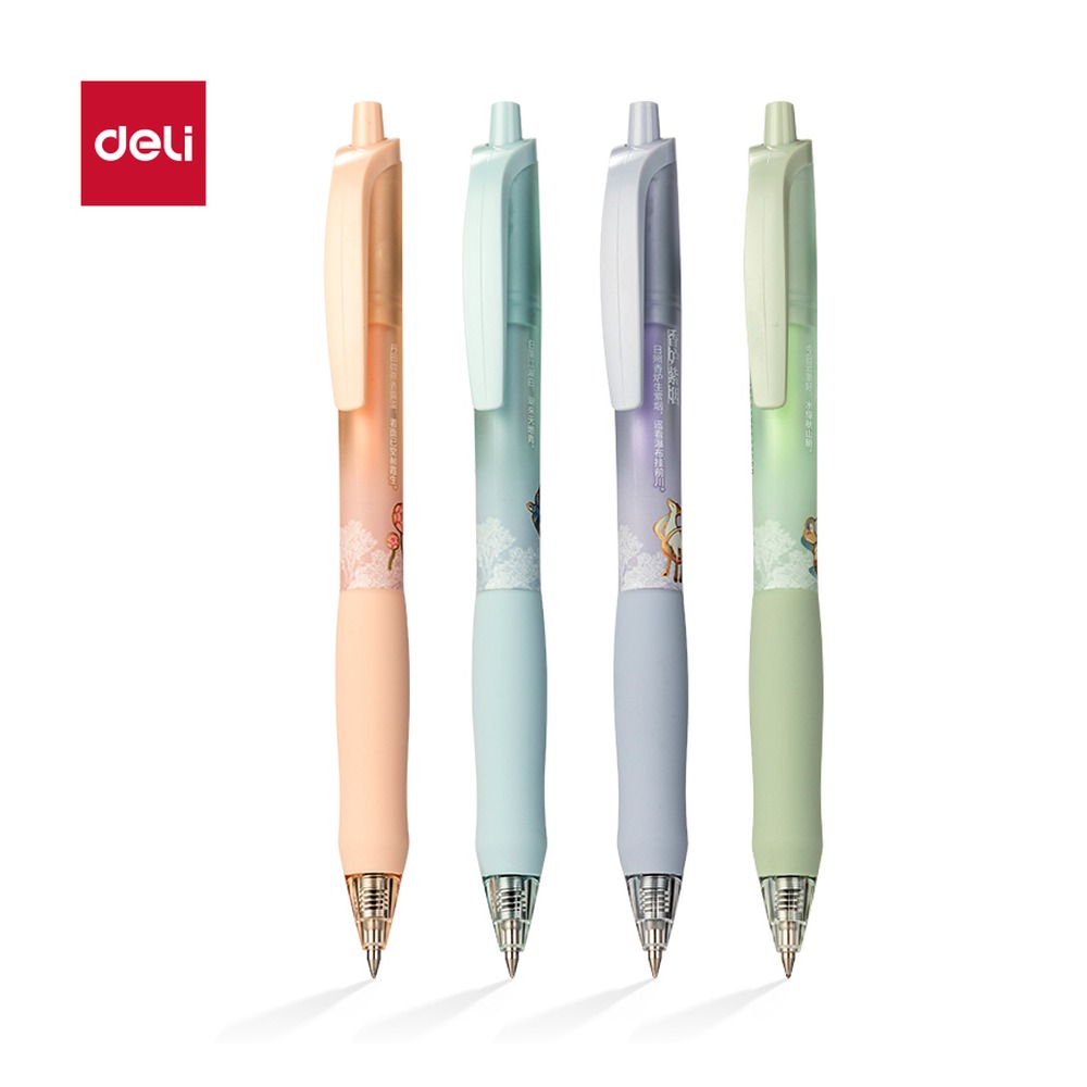 DELI/得力 东方文彩速干按动IP中性笔 DF160 颜色:黑；尺寸:0.5mm；笔芯规格:0.5mm子弹头 单位:支