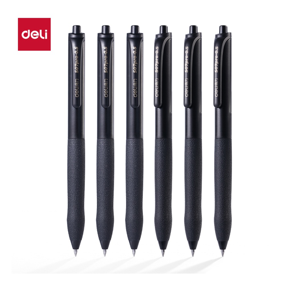 DELI/得力 臻顺滑按动商务中性笔 S07Pro 颜色:黑；尺寸:0.5mm；笔芯规格:0.5mm子弹头 单位:支