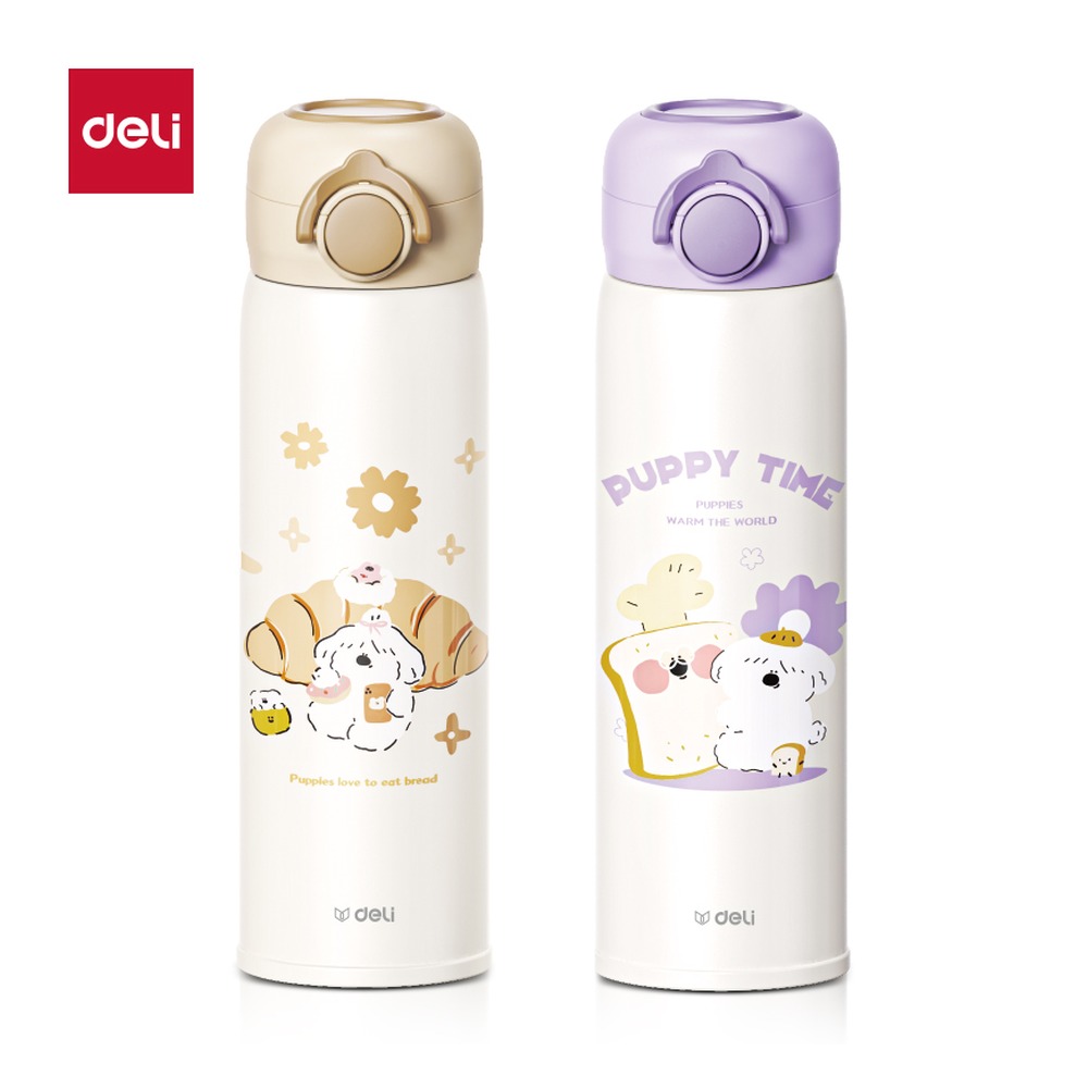 DELI/得力 保温杯 LL621 颜色:混；尺寸:500m；容量:500mL；包装:中盒单色外箱混色；结构:弹盖 单位:个