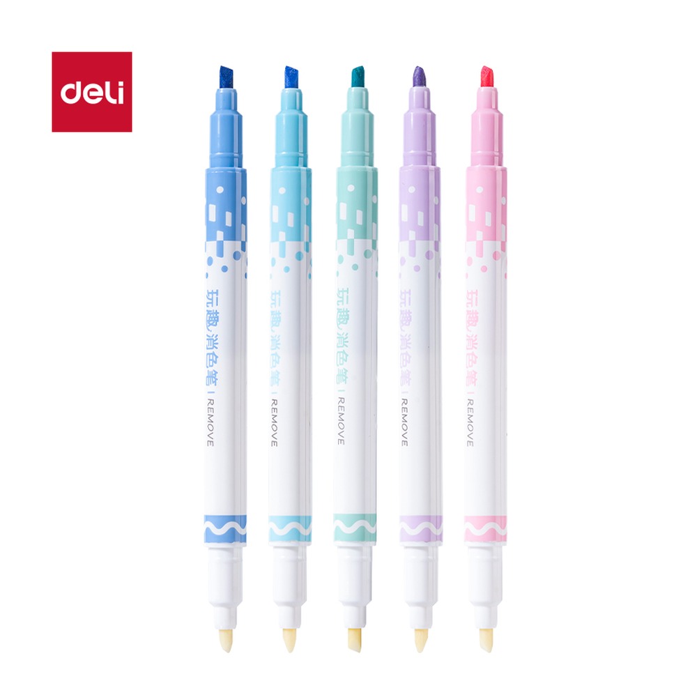 DELI/得力 玩趣消色荧光笔 SK216 颜色:混；包装:5支/盒 单位:盒