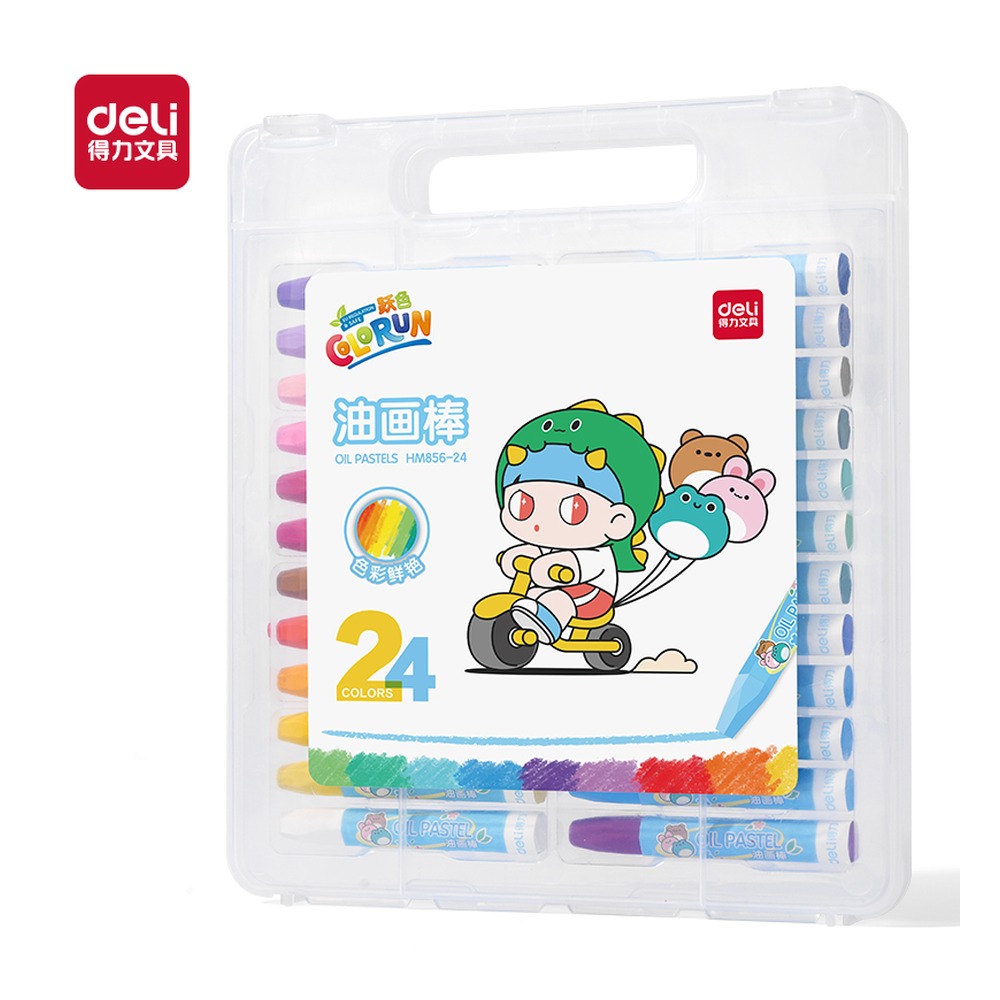 DELI/得力 哼哼大王六角杆油画棒 HM856-24 颜色:混；包装:24色/盒 单位:盒