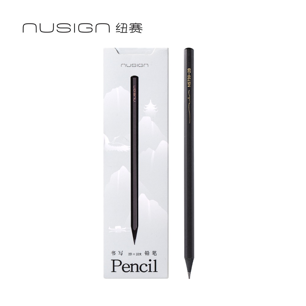 DELI/得力 六角杆纽赛铅笔2B NS739-2B 规格:10支盒；颜色:黑；材质:黑木笔杆+石墨铅芯；尺寸:72mmx176mm (单支)；包装:10支/盒 单位:盒