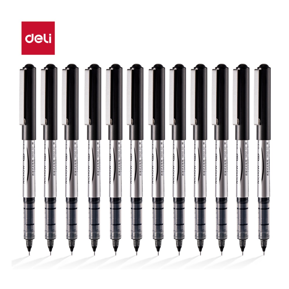 DELI/得力 直液式走珠笔全 S656-Q2 颜色:黑；尺寸:0.5mm；笔芯规格:0.5mm全针管 单位:支