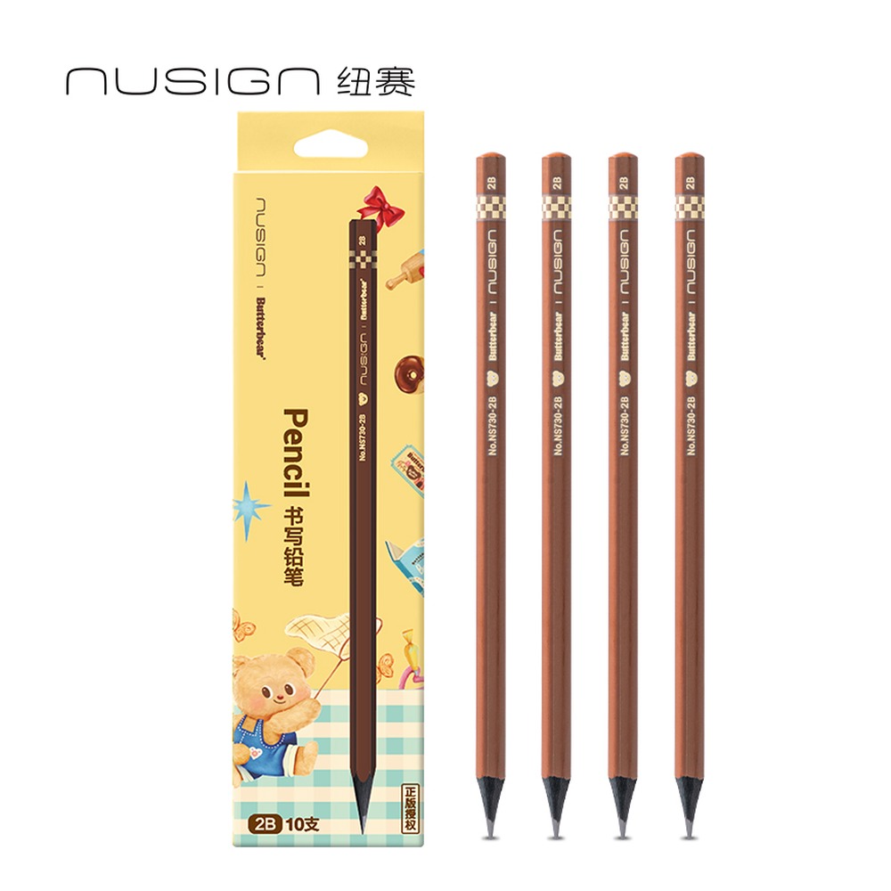 DELI/得力 黄油小熊六角杆纽赛铅笔2B NS730-2B 颜色:混；包装:10支/盒；其他:2B、黄油小熊 单位:盒