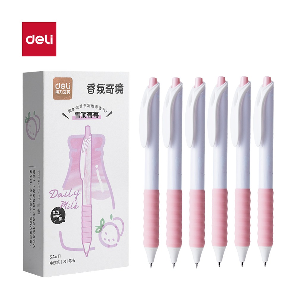 DELI/得力 香味按动常规中性笔 SA611 颜色:黑；尺寸:0.5mm；笔芯规格:0.5mmST头 单位:支