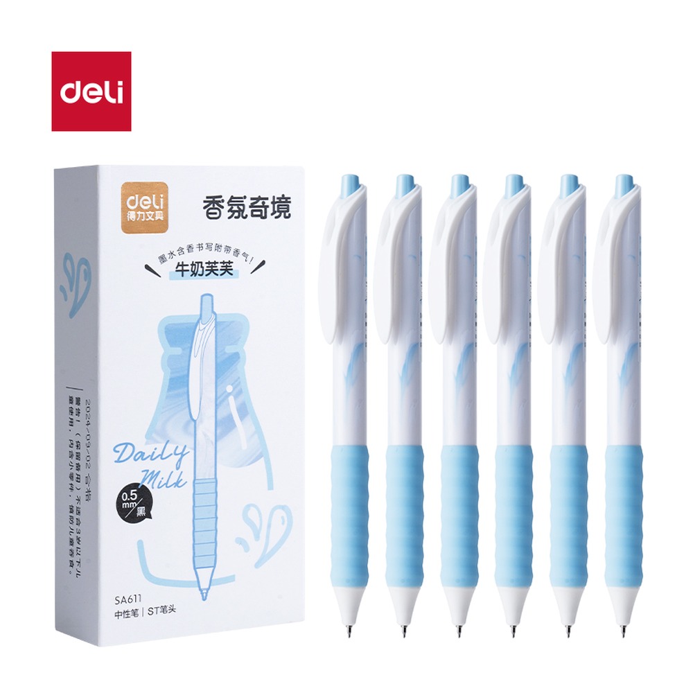 DELI/得力 香味按动常规中性笔 SA611 颜色:黑；尺寸:0.5mm；笔芯规格:0.5mmST头 单位:支