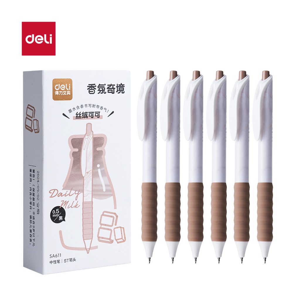DELI/得力 香味按动常规中性笔 SA611 颜色:黑；尺寸:0.5mm；笔芯规格:0.5mmST头 单位:支