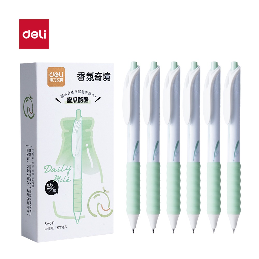 DELI/得力 香味按动常规中性笔 SA611 颜色:黑；尺寸:0.5mm；笔芯规格:0.5mmST头 单位:支