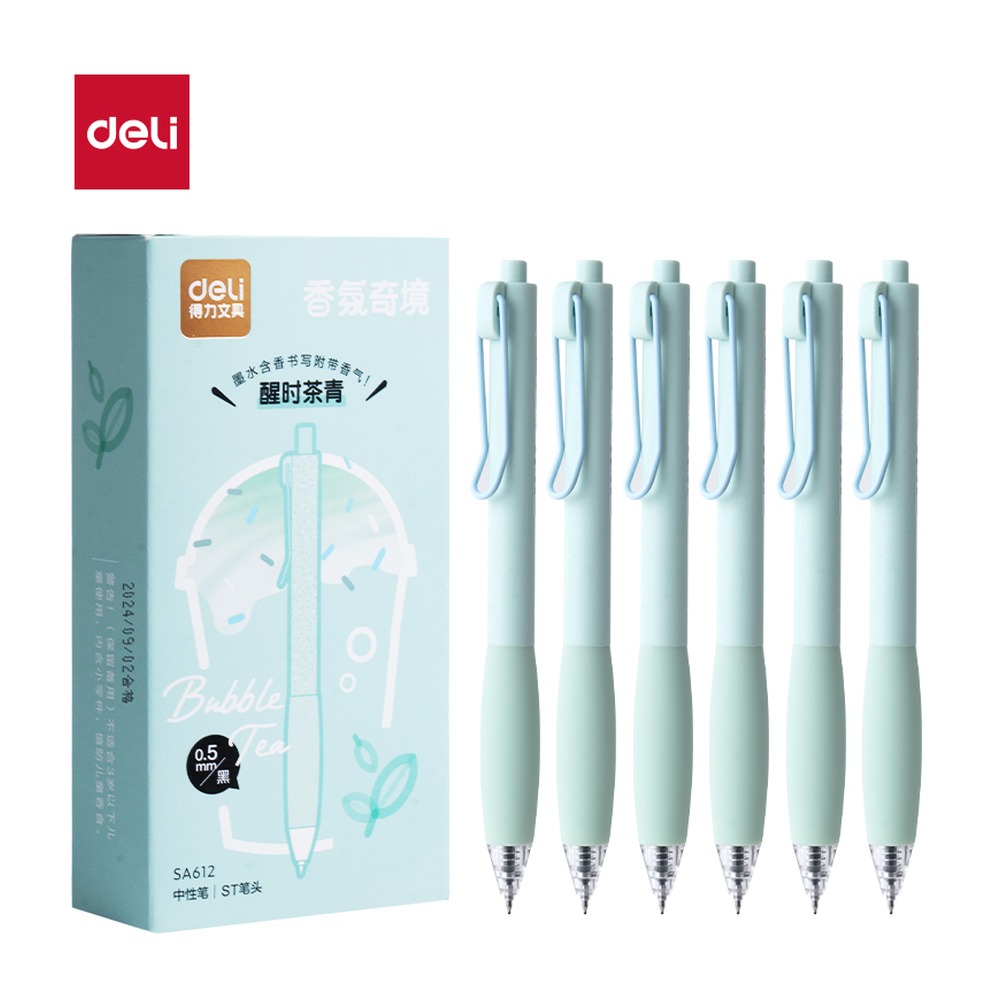 DELI/得力 香味按动常规中性笔 SA612 颜色:黑；尺寸:0.5mm；笔芯规格:0.5mmST头 单位:支