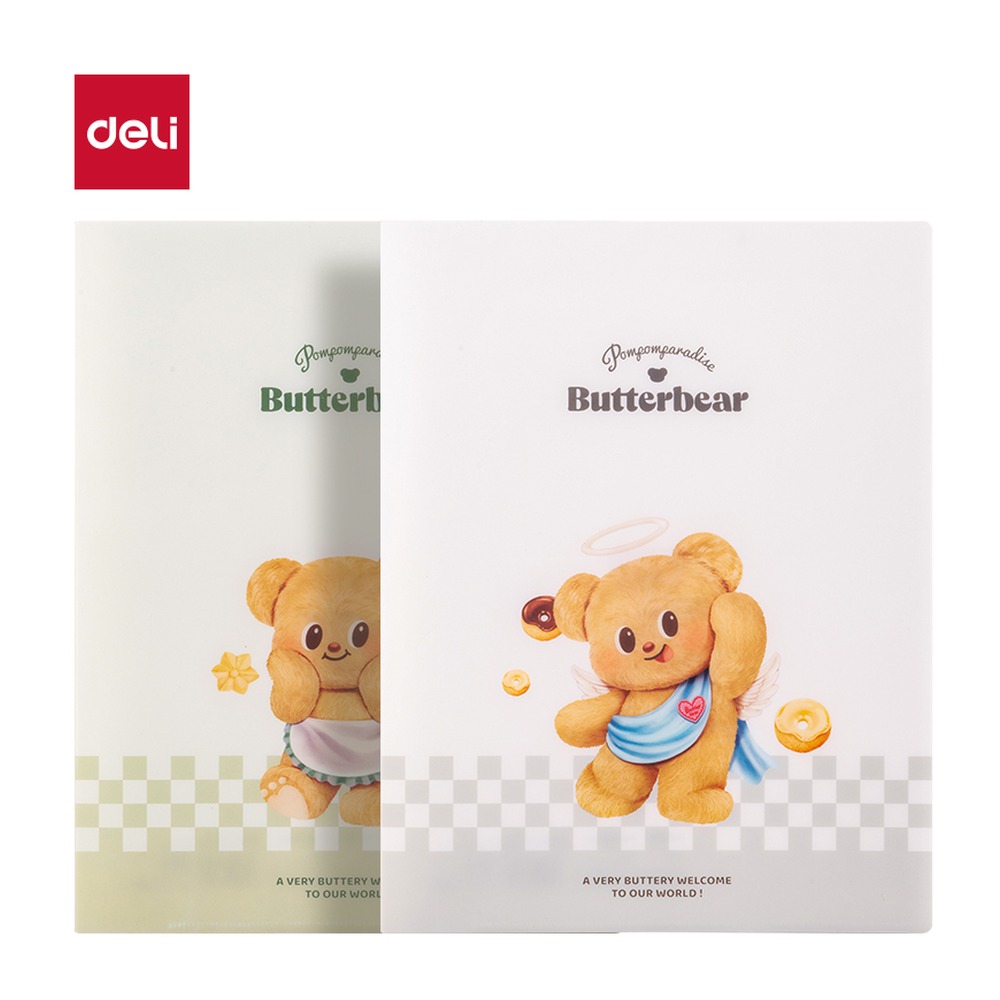 DELI/得力 A4黄油小熊4入文件套单个销售 HY605 颜色:混；其他:A4、黄油小熊、4入 单位:个