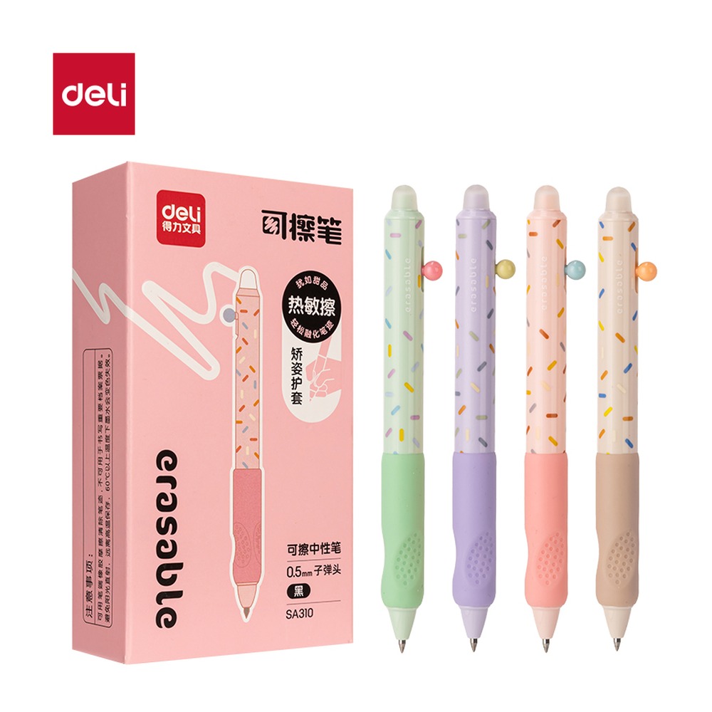 DELI/得力 按动可擦中性笔 SA310 颜色:黑；尺寸:0.5mm；笔芯规格:0.5mm子弹头 单位:支