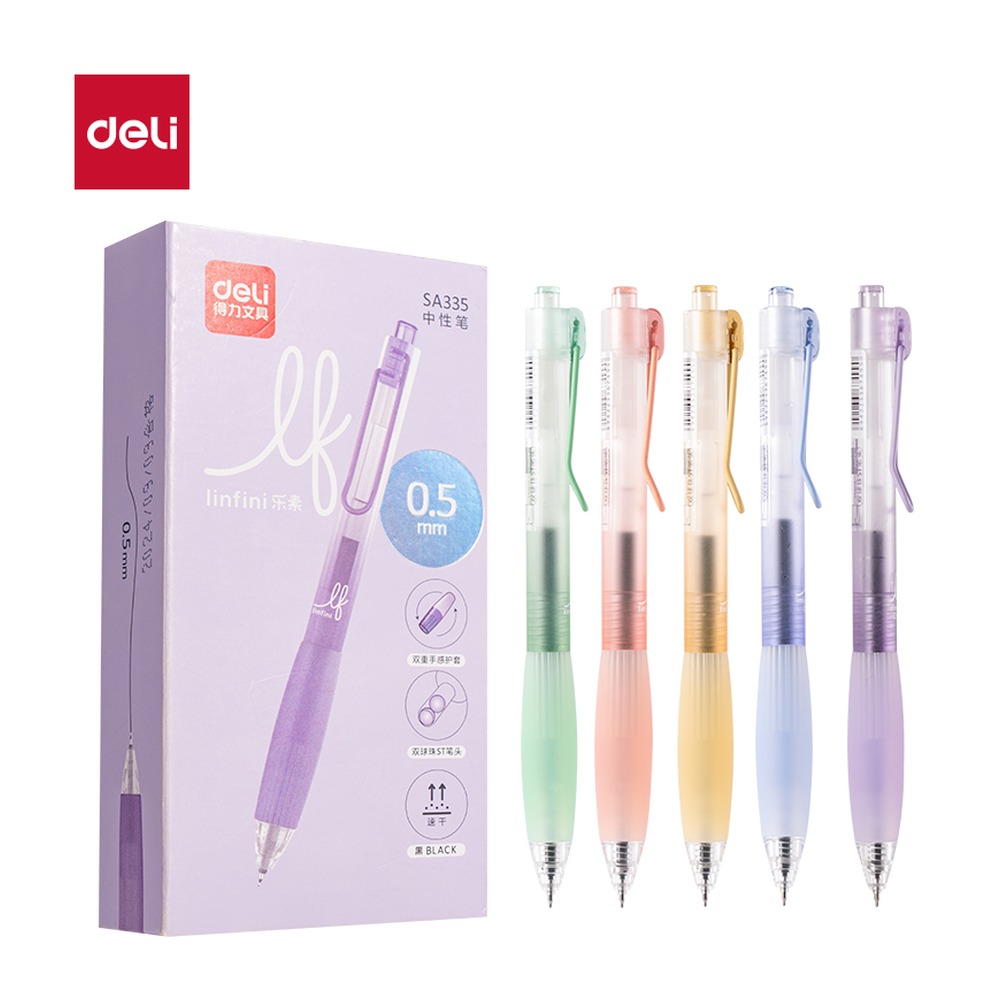DELI/得力 速干按动常规中性笔 SA335 颜色:黑；尺寸:0.5mm；笔芯规格:0.5mm 单位:支