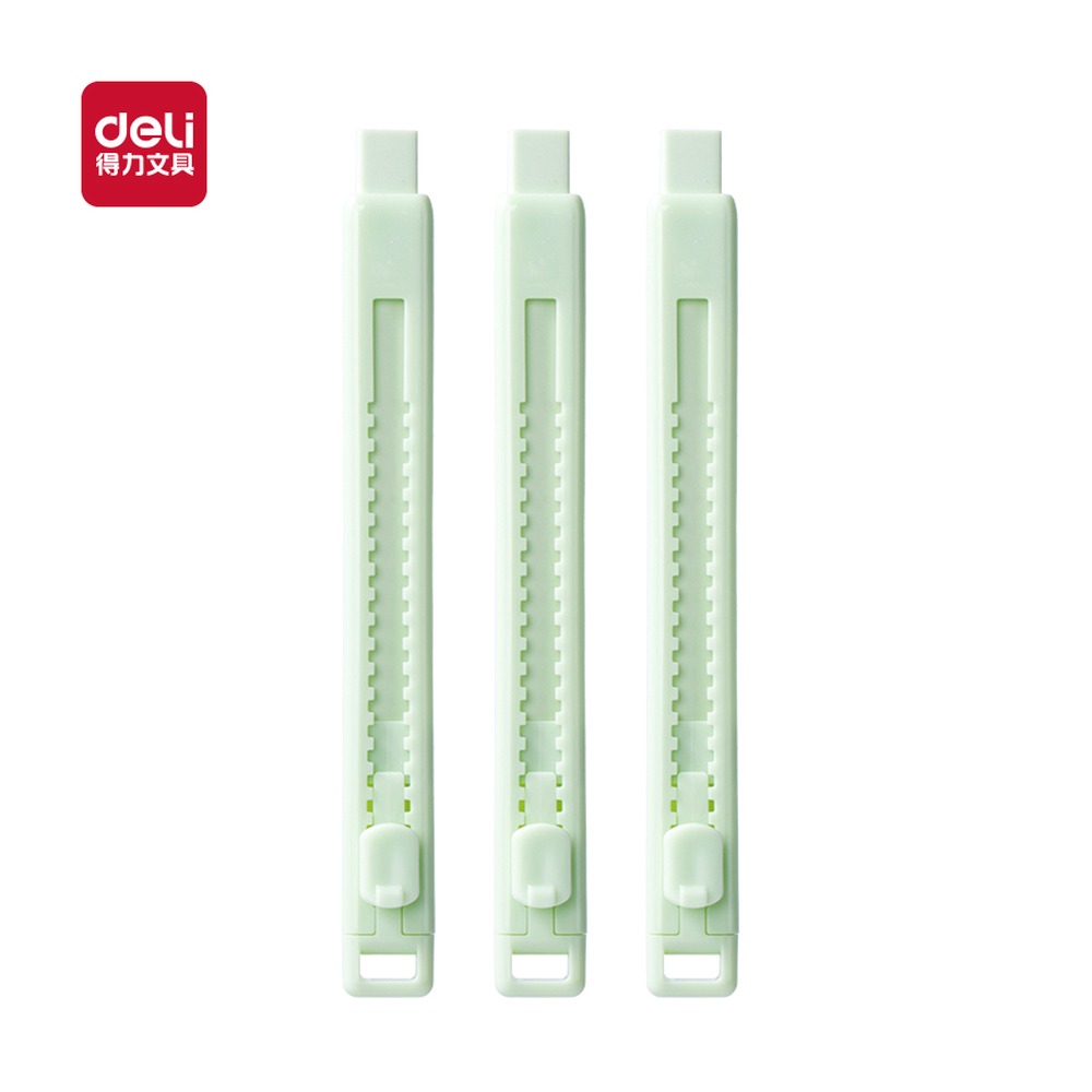 DELI/得力 笔型推拉热缩装橡皮擦 VP450 颜色:绿 单位:块
