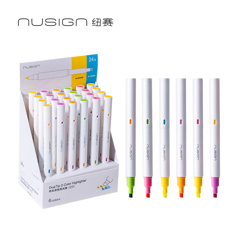 DELI/得力 双头双色抗晕染荧光笔 NS720 颜色:混 单位:支