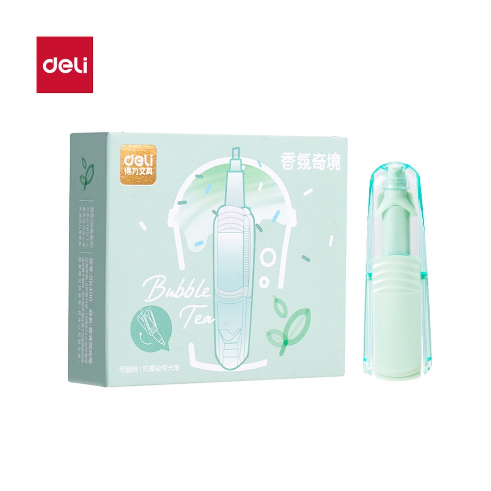 DELI/得力 翻转抗晕染香味荧光笔 SK400 颜色:绿 单位:支